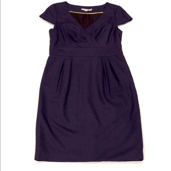Boden Wool Cap Sleeve Wrap Front Purple Dress - Picture 1 of 10